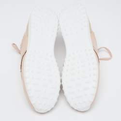 Tod's Pink Perforated Leather Fringed Low Top Sneakers Size 39.5