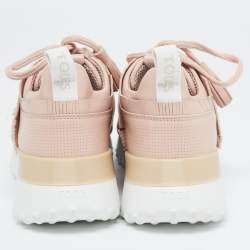 Tod's Pink Perforated Leather Fringed Low Top Sneakers Size 39.5