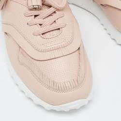 Tod's Pink Perforated Leather Fringed Low Top Sneakers Size 39.5