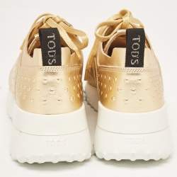 Tod's Metallic Leather Drilled Low Top Sneakers Size 39.5