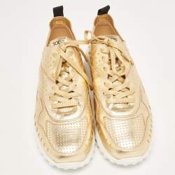 Tod's Metallic Leather Drilled Low Top Sneakers Size 39.5