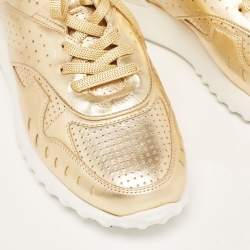 Tod's Metallic Leather Drilled Low Top Sneakers Size 39.5