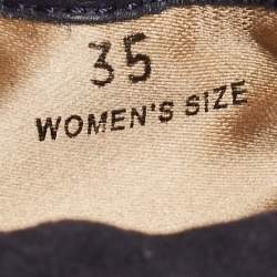 Pre Owned حذاء باليرينا فلات تودز سكرانش سويدي وجلد أزرق/ رصاصي لامع مقاس 35