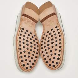 Pre Owned Tod's Grey Patent Leather Slip On Loafers Size 35.5