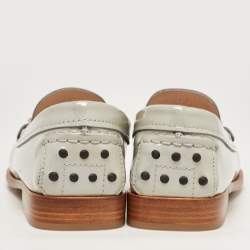 Pre Owned Tod's Grey Patent Leather Slip On Loafers Size 35.5