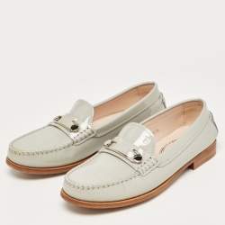 Pre Owned Tod's Grey Patent Leather Slip On Loafers Size 35.5