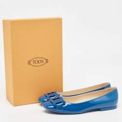 Pre Owned Tod's Blue Patent Leather Ballet Flats Size 39.5