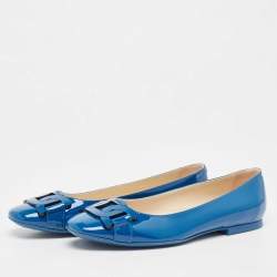 Pre Owned Tod's Blue Patent Leather Ballet Flats Size 39.5