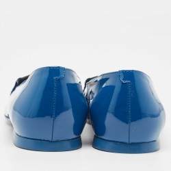 Pre Owned Tod's Blue Patent Leather Ballet Flats Size 39.5