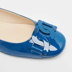 Pre Owned Tod's Blue Patent Leather Ballet Flats Size 39.5