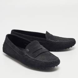 Tod's Black Suede Penny Loafers Size 38.5