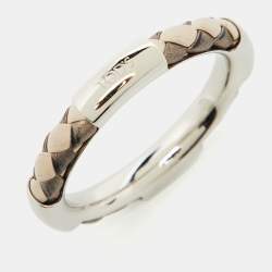 Tod's Silver Tone Braided Leather Bangle Bracelet