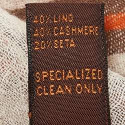 Tod's Red/Cream Striped Linen & Cashmere Scarf
