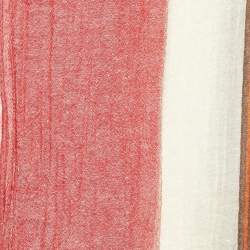 Tod's Red/Cream Striped Linen & Cashmere Scarf