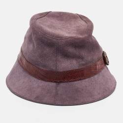 Tod's Light Purple Leather Trim Suede Bucket Hat S