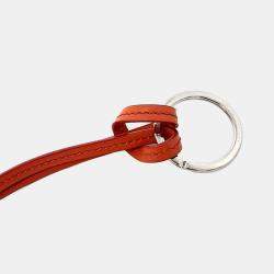 Pre Owned Tod's Orange Leather keyring and white charm