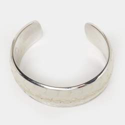 Pre Owned Tod's Python Leather Silver Tone Cuff Bracelet