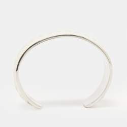 Pre Owned Tod's Python Leather Silver Tone Cuff Bracelet