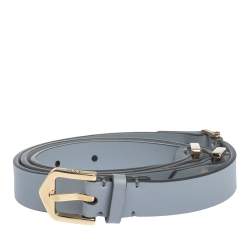 Pre Owned Tod's Ash Blue Leather Buckle Belt 85CM