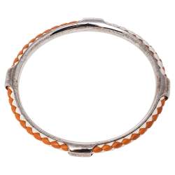 Tod's Woven Leather Gold Tone Bangle Bracelet