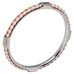 Tod's Woven Leather Gold Tone Bangle Bracelet