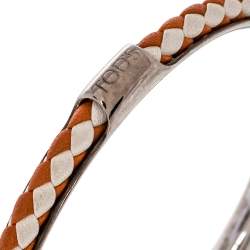 Tod's Woven Leather Gold Tone Bangle Bracelet