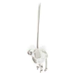 Tod's White Leather and Wool Sheep Bag Charm