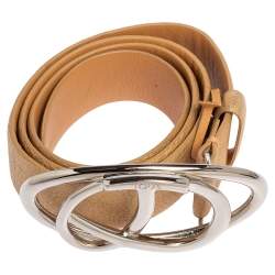 Tod's Metallic Gold Leather Buckle Belt 85 CM