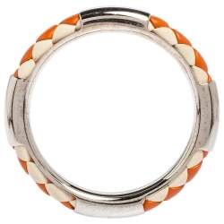 Tod's Woven Leather Silver Tone Bangle Bracelet