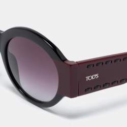 Pre Owned Tod's Burgundy / Purple Gradient TO 212 Round Oversized Sunglasses