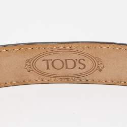 Pre Owned Tod's Dark Blue Leather Metal Detail Buckle Belt 90CM