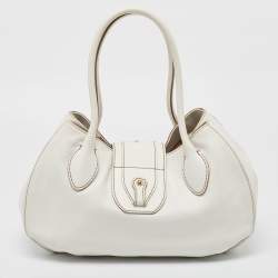 Tod's White Leather Front Pocket Satchel