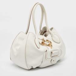 Tod's White Leather Front Pocket Satchel