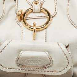 Tod's White Leather Front Pocket Satchel
