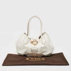 Tod's White Leather Front Pocket Satchel