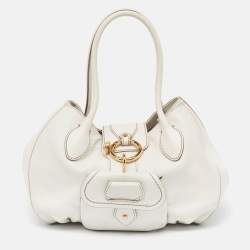 Tod's White Leather Front Pocket Satchel