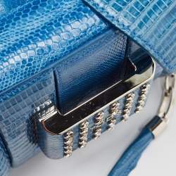 Tod's Blue Lizard Crystal Embellished Frame Shoulder Bag