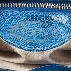 Tod's Blue Lizard Crystal Embellished Frame Shoulder Bag