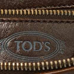 Tod's Brown Satin and Leather Crossbody Bag
