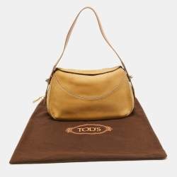 Pre Owned Tod's Cream/Brown Nubuck Leather Turnlock Handle Bag