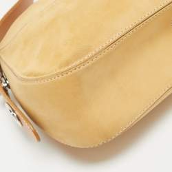 Pre Owned Tod's Cream/Brown Nubuck Leather Turnlock Handle Bag