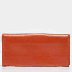 Tod's Burnt Orange Leather Flap Continental Wallet