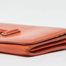 Tod's Burnt Orange Leather Flap Continental Wallet
