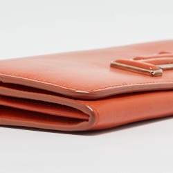 Tod's Burnt Orange Leather Flap Continental Wallet