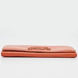 Tod's Burnt Orange Leather Flap Continental Wallet