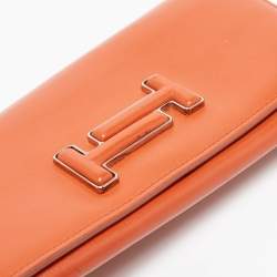 Tod's Burnt Orange Leather Flap Continental Wallet