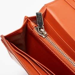 Tod's Burnt Orange Leather Flap Continental Wallet