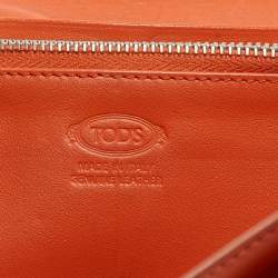 Tod's Burnt Orange Leather Flap Continental Wallet