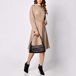 Tod's by Ferrari Black/Red Leather and Suede Micky Hobo