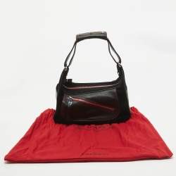 Tod's by Ferrari Black/Red Leather and Suede Micky Hobo